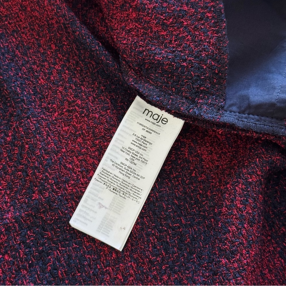 NWT! Maje Red and Black Long Sleeve Dress, Size 2 - Picture 14 of 15